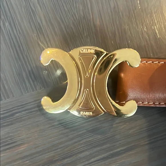 Celine | Accessories | Celine Tan Leather Belt With Gold  display picture 1